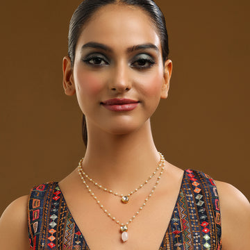 Pink Stone and Kundan Necklace
