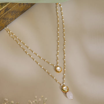 Pink Stone and Kundan Necklace