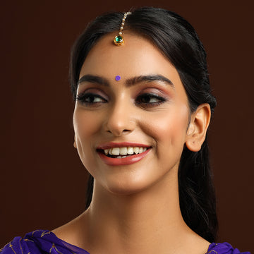 Green Meenakari Kundan Maang Tikka