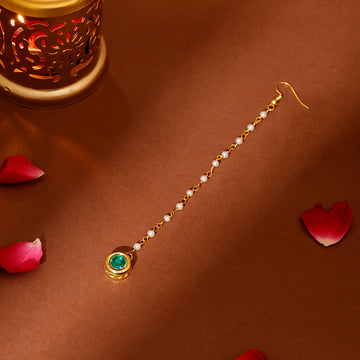 Green Meenakari Kundan Maang Tikka