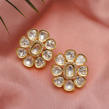 Oversized Round Kundan Studs