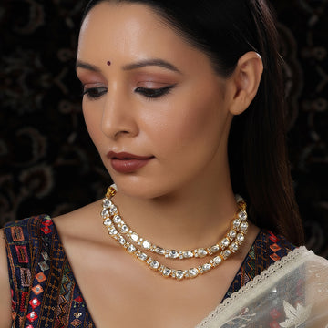 Double Layered Kundan and American Diamond Neckpiece