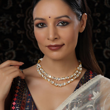 Double Layered Kundan and American Diamond Neckpiece