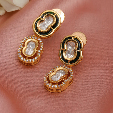 Duet Mufli Meenakari and Diamond Gold-Plated Earrings