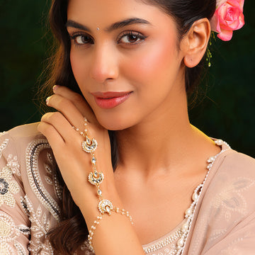 Ruby Raang Moon Pearl Hand Chain