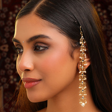 Ruby Raang Pearl and Green stones Earrings