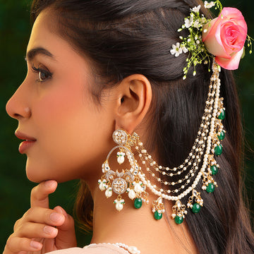 Ruby Raang Green emerald Gold plated kaan chain - Earrings not included