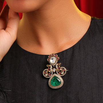 Ruby Raang Green Mosaic Brooch