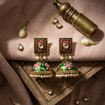 Panna Meenakari Jhumka