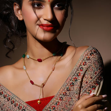 Multicolor Gold Plated Kundan Necklace