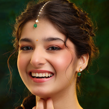 Ruby Raang Maang Tikka and earrings set