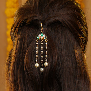 Ruby Raang Lotus Drop hanging hair pin