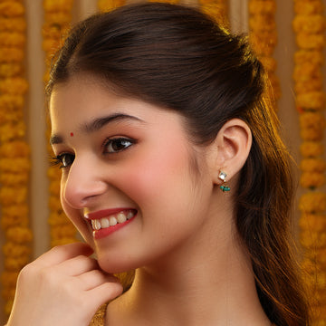 Ruby Raang Diamond pearl dangling earrings