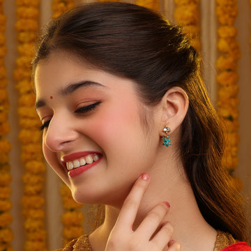 Ruby Raang Pearl Stone drops earrings