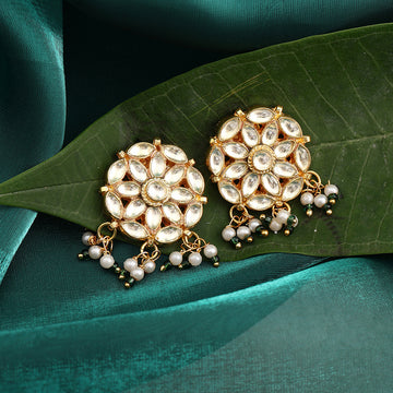 Bahar Polki Kundan Honeycomb Stud Earrings – Simar Collection | Ruby Raang