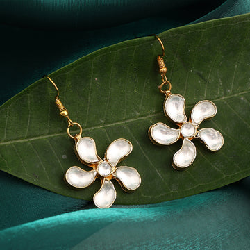 Motimala Phool Drop Pearl Flower Hook Earrings – Simar Collection | Ruby Raang
