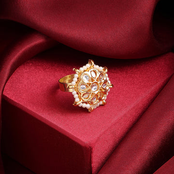 Phool Angoothi Kundan Cluster Floral Ring – Simar Collection | Ruby Raang