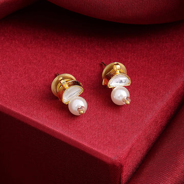 Bindi Kundan Pearl Drop Stud Earrings – Simar Collection | Ruby Raang