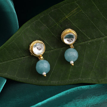 Firoza Boond Kundan Stud Turquoise Drop Earrings – Simar Collection | Ruby Raang