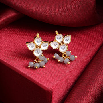 Jhalar Ruby Grey Pearl Cascade Earrings – Simar Collection | Ruby Raang