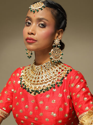 Kundan Maharani Choker with Earrings & Maang Tikka