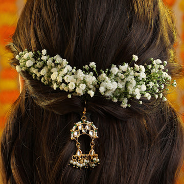 Chandr Mini Kalgi Kundan Chandbali Hair Pin