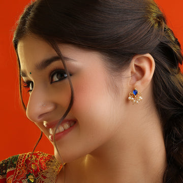 Neela Drop Blue Teardrop Pearl Cluster Earrings