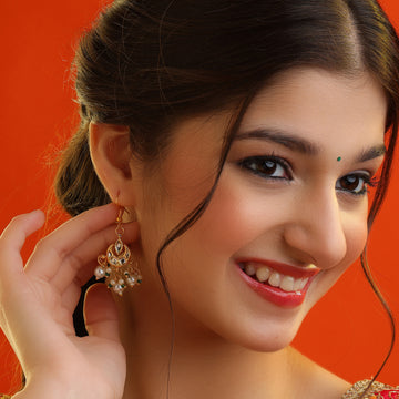 Jhumki Phool Kundan Chandelier Pearl Drop Earrings