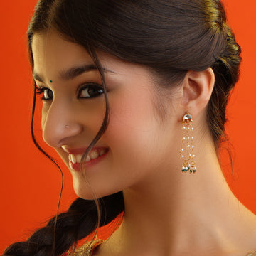 Jhalar Pearl Chain Drop Earrings