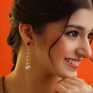 Laal Latak Ruby Red Pearl Drop Earrings