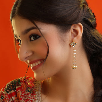 Sitara Polki Kundan Pearl Drop Earrings