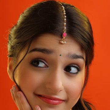 Laal Tikka Red Meenakari Floral Maang Tikka