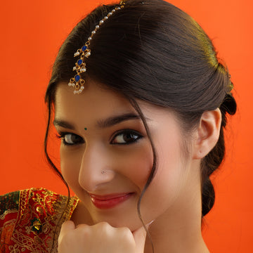 Neel Tikka Blue Teardrop Pearl Maang Tikka