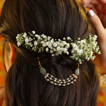 Motimala Passa Double Pearl Chain Hair Jewellery