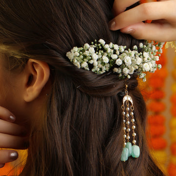 Firoza Kalgi Turquoise Crescent Hair Tassel