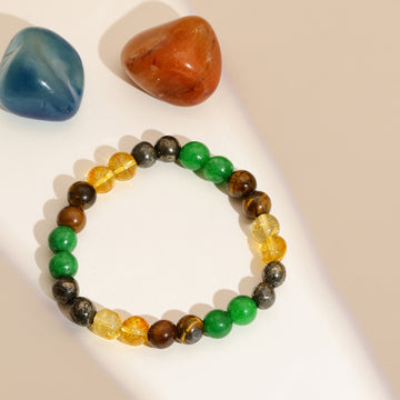 Red Carnelian, Lapis Lazuli, Amethyst, Yellow Citrine Crystal and Green Aventurine Multicolored Crystal Beads bracelet