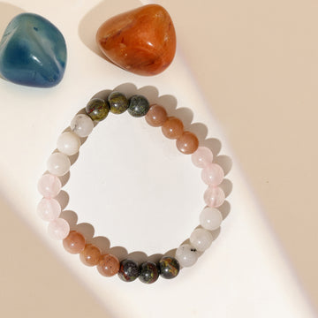 Red Carnelian, Amethyst Pyrite Multicolored Brown, Black and White Beads bracelet