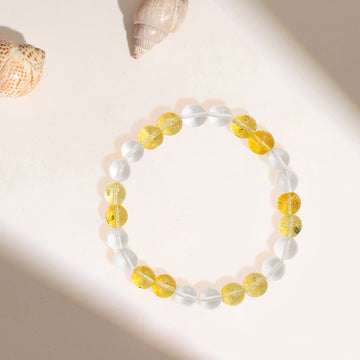 Clear Quartz & Citrine Yellow and White Beads Bracelet