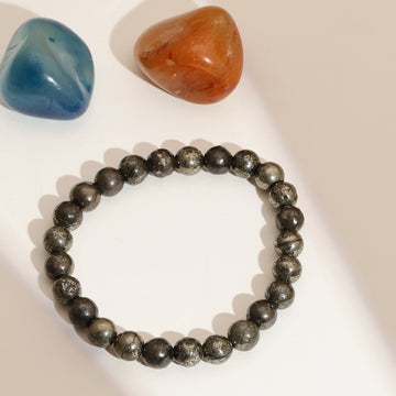 Pyrite Metal Black Round Elastic Bracelet