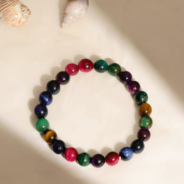 Red Carnelian, Lapis Lazuli, Amethyst and Green Aventurine Multicolored Crystal Beads bracelet