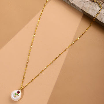 Antique Finish White Crystal Necklace by Ruby Raang