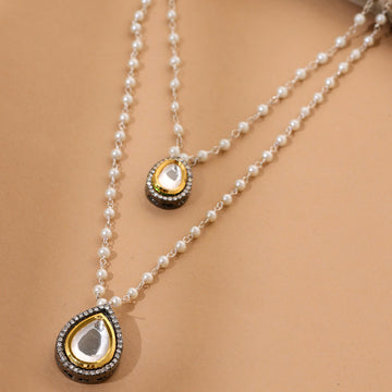 Beaded Chain with Kundan Drop Necklace by Ruby Raang