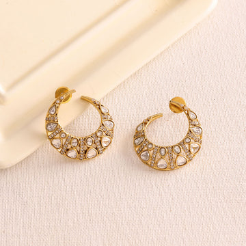 Ruby Raang Moissanite Gold plated Round Earrings