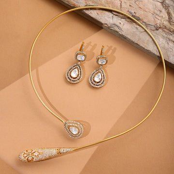 Ruby Raang Kundan Antique Finish Earrings and Necklace set