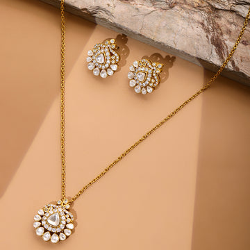 Ruby Raang Kundan Antique Finish Earrings and Necklace set
