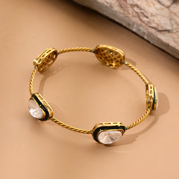 Antique Finish Kundan Bangle by Ruby Raang (2'6)