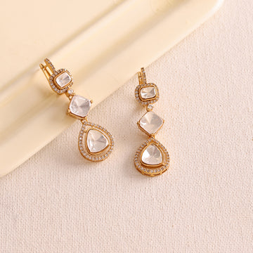 Ruby Raang Women's Long Kundan Earrings