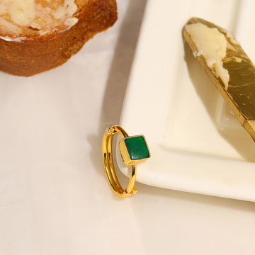 Ruby Raang Natural Stone Green Ring