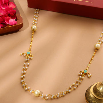 White Beaded, Kundan Necklace by Ruby Raang