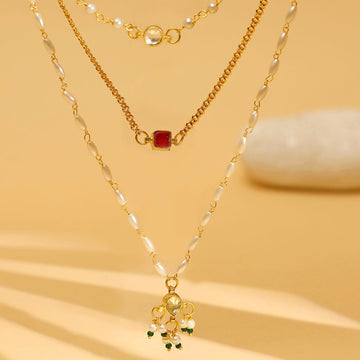 White and Gold, Handcrafted Kundan Necklace by Ruby Raang